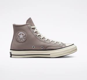 Converse Chuck 70 Crafted Leather High Tops Shoes Grey / Black | CV-397OIE