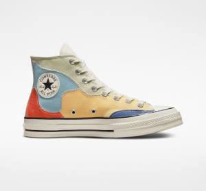 Converse Chuck 70 Crafted Patchwork High Tops Shoes Olive / Blue | CV-439FQK