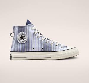 Converse Chuck 70 Crafted Stripe High Tops Shoes Indigo / Black | CV-074YXC