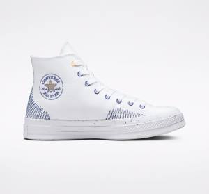 Converse Chuck 70 Stitched High Tops Shoes White / Indigo | CV-315CJQ