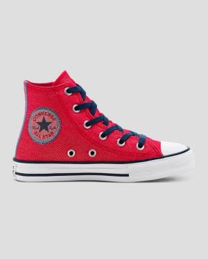 Converse Chuck Taylor All Star Denim Reverse Twill High Tops Shoes Red | CV-684DPY