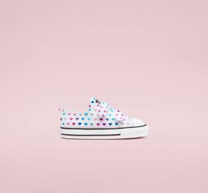 Converse Chuck Taylor All Star Easy-On Foil Hearts Low Tops Shoes White / Black / Pink | CV-035DPZ