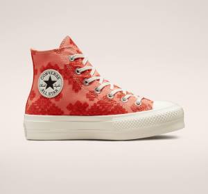 Converse Chuck Taylor All Star Lift Platform Tonal Embroidery High Tops Shoes Orange | CV-572BHL