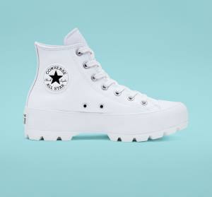 Converse Chuck Taylor All Star Lugged Leather High Tops Shoes White / Black / White | CV-072ZJL