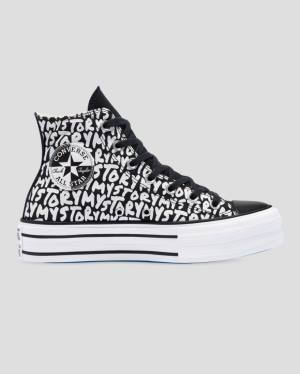 Converse Chuck Taylor All Star My Story Double Stacked Lift High Tops Shoes Black | CV-319OMC
