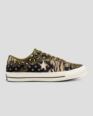 Converse One Star Archive Print Mix Low Tops Shoes Olive Leopard | CV-172ARJ