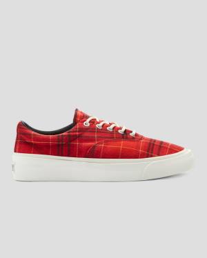Converse Skidgrip Twisted Plaid Low Tops Shoes Red | CV-079PKA
