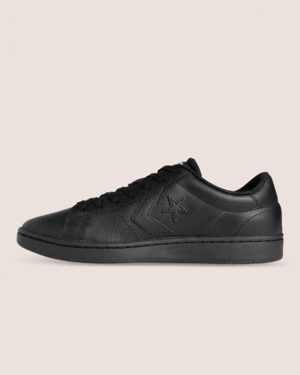 Converse All Court Leather Low Tops Shoes Black | CV-519GUD