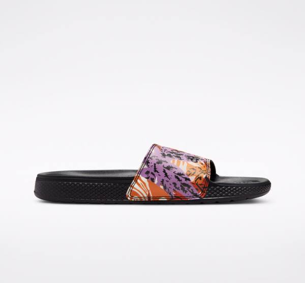 Converse All Star Slide Tropical Florals Sandals Black / Deep Yellow / Pink | CV-973DHQ