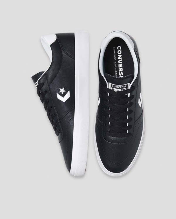 Converse Boulevard Faux Leather Low Tops Shoes Black | CV-475MPX