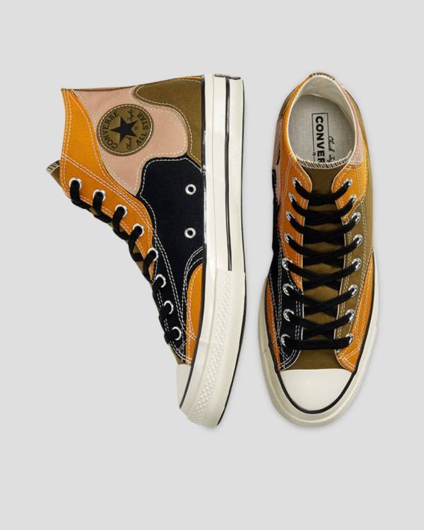 Converse Chuck 70 Archive Camo Overlay High Tops Shoes Olive Orange | CV-109GOK