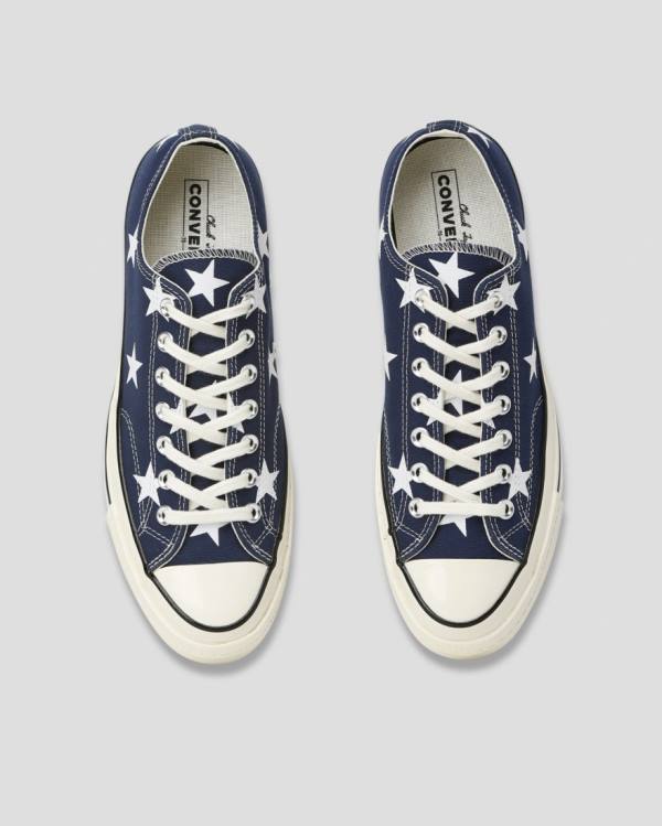 Converse Chuck 70 Archive Print Low Tops Shoes Blue | CV-073ACT