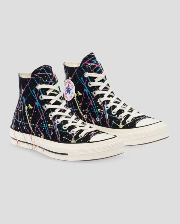 Converse Chuck 70 Archive Print Paint Splatter High Tops Shoes Black | CV-021IDW