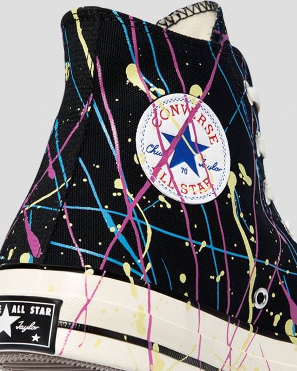 Converse Chuck 70 Archive Print Paint Splatter High Tops Shoes Black | CV-021IDW