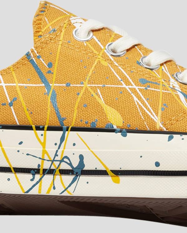 Converse Chuck 70 Archive Print Paint Splatter Low Tops Shoes Yellow | CV-263QYX