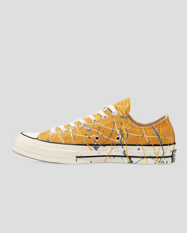 Converse Chuck 70 Archive Print Paint Splatter Low Tops Shoes Yellow | CV-594GDR