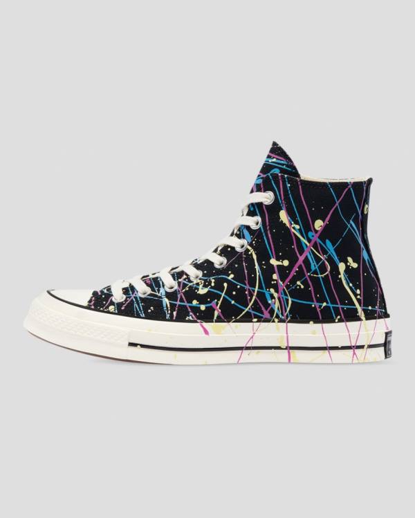 Converse Chuck 70 Archive Print Paint Splatter High Tops Shoes Black | CV-902SFR