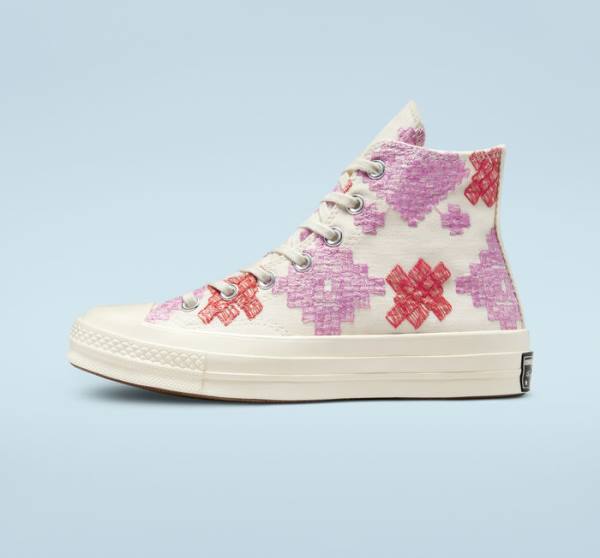 Converse Chuck 70 Bright Embroidery High Tops Shoes Pink / Red | CV-104CFX