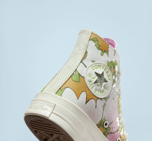 Converse Chuck 70 Crafted Florals High Tops Shoes Pink / Olive | CV-317UEZ