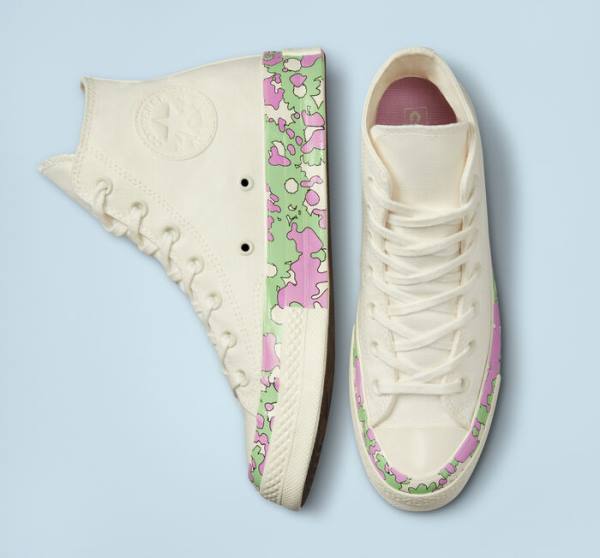 Converse Chuck 70 Crafted Florals High Tops Shoes Pink / Light Green | CV-740PBM