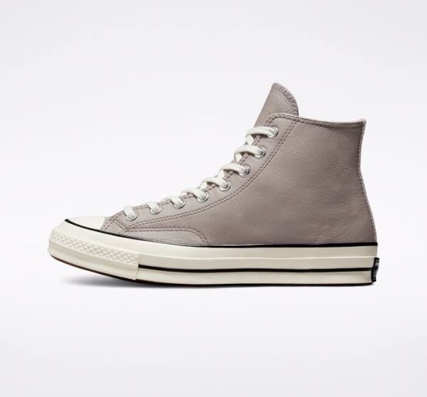 Converse Chuck 70 Crafted Leather High Tops Shoes Grey / Black | CV-397OIE