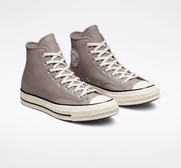 Converse Chuck 70 Crafted Leather High Tops Shoes Grey / Black | CV-397OIE