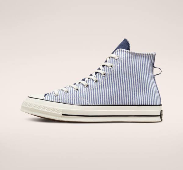 Converse Chuck 70 Crafted Stripe High Tops Shoes Indigo / Black | CV-074YXC