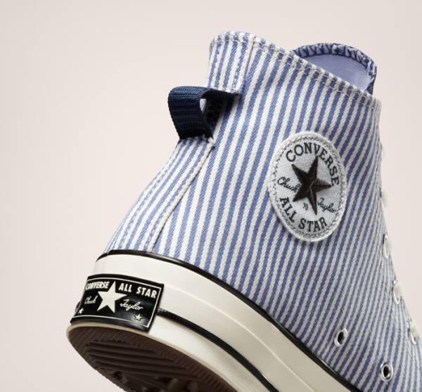 Converse Chuck 70 Crafted Stripe High Tops Shoes Indigo / Black | CV-536PJD