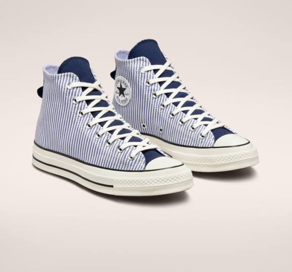 Converse Chuck 70 Crafted Stripe High Tops Shoes Indigo / Black | CV-536PJD