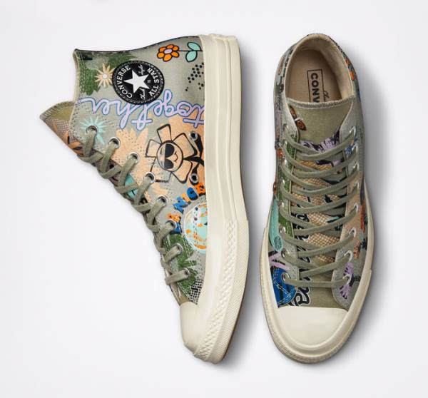 Converse Chuck 70 Floral High Tops Shoes Olive / Multicolor | CV-081RWD