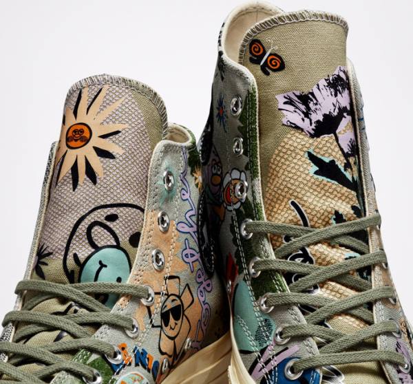 Converse Chuck 70 Floral High Tops Shoes Olive / Multicolor | CV-081RWD