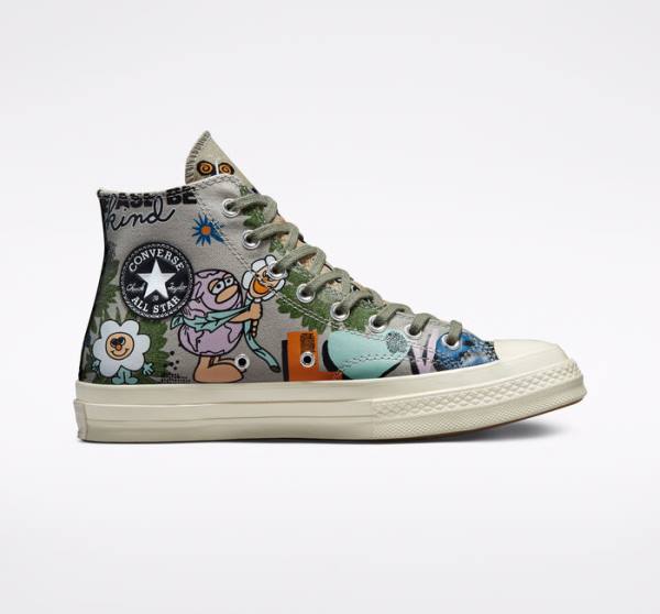 Converse Chuck 70 Floral High Tops Shoes Olive / Multicolor | CV-081RWD