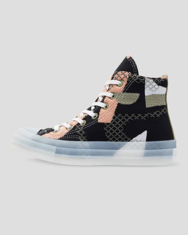 Converse Chuck 70 Knit Print High Tops Shoes Black Orange | CV-264MRY