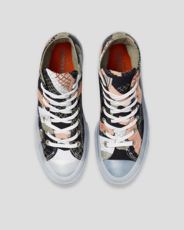 Converse Chuck 70 Knit Print High Tops Shoes Black Orange | CV-264MRY