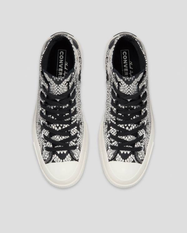 Converse Chuck 70 Leather Snake Print High Tops Shoes Beige Black | CV-798XFA