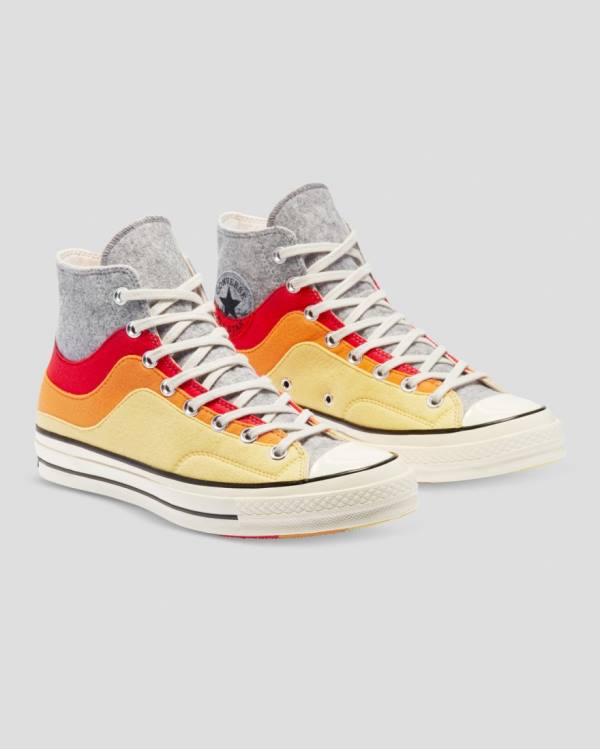 Converse Chuck 70 Nor'Easter Felted Layered High Tops Shoes Grey Red Yellow | CV-615TUY