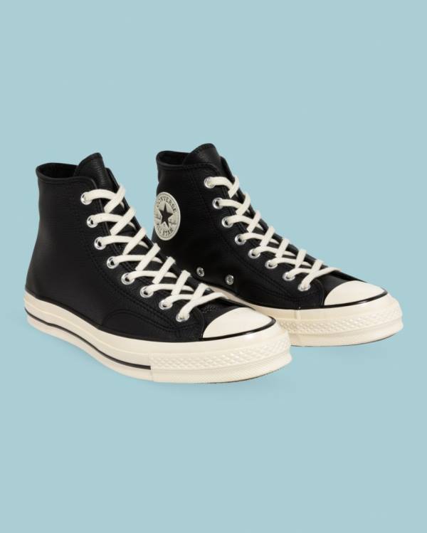 Converse Chuck 70 Seasonal Leather High Tops Shoes Black | CV-124JXP