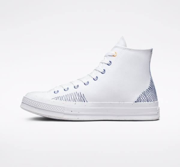 Converse Chuck 70 Stitched High Tops Shoes White / Indigo | CV-345VFM