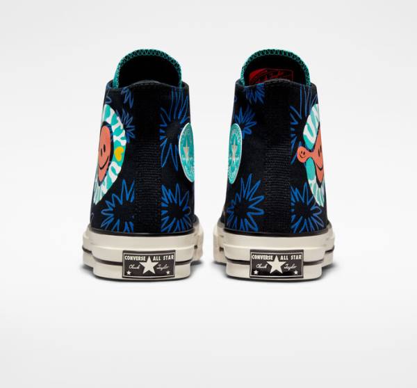 Converse Chuck 70 Sunny Floral High Tops Shoes Black / Turquoise / Royal | CV-206TFR