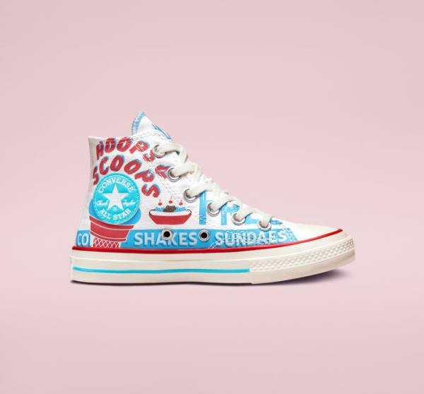 Converse Chuck 70 Sweet Scoops High Tops Shoes White / Blue / Red | CV-498HVP