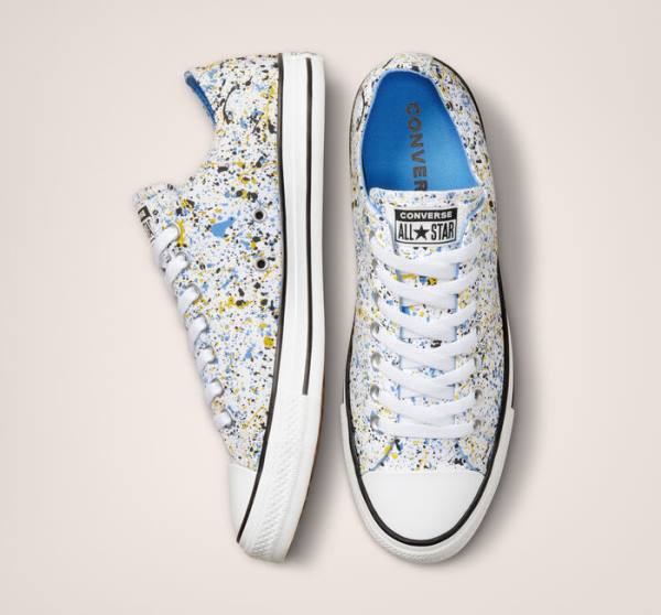 Converse Chuck Taylor All Star Archive Paint Splatter Low Tops Shoes White / Blue | CV-048QJV