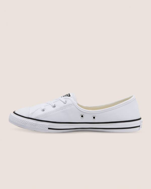 Converse Chuck Taylor All Star Ballet Lace Faux Leather Slip Low Tops Shoes White | CV-431UNT