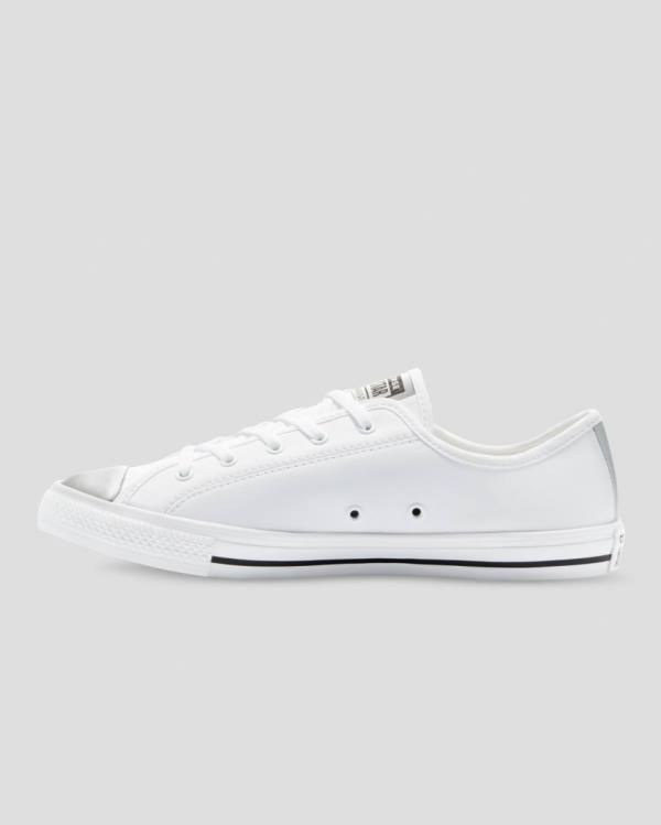 Converse Chuck Taylor All Star Dainty Mono Metallic Low Tops Shoes White | CV-578TJW