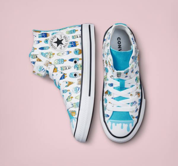 Converse Chuck Taylor All Star Easy-On Frozen Treats High Tops Shoes White / Blue / Light Green | CV-027XDJ