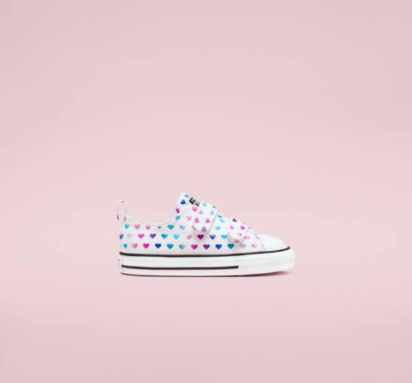 Converse Chuck Taylor All Star Easy-On Foil Hearts Low Tops Shoes White / Black / Pink | CV-035DPZ