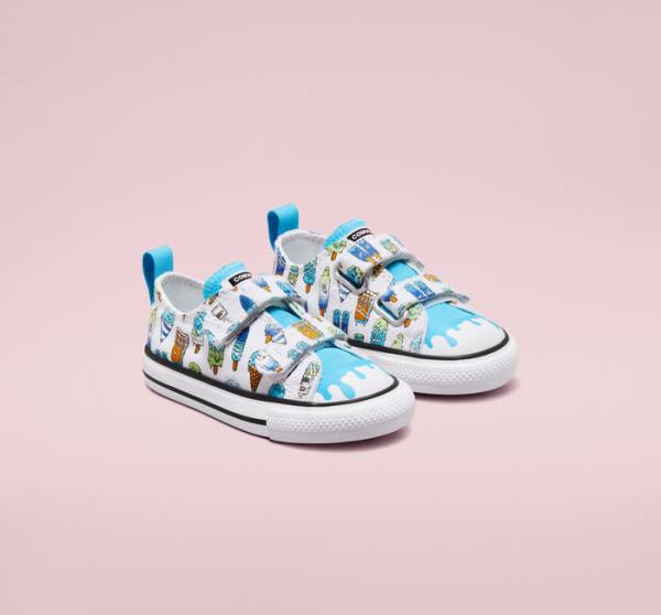 Converse Chuck Taylor All Star Easy-On Frozen Treats Low Tops Shoes White / Blue / Light Green | CV-086AVP