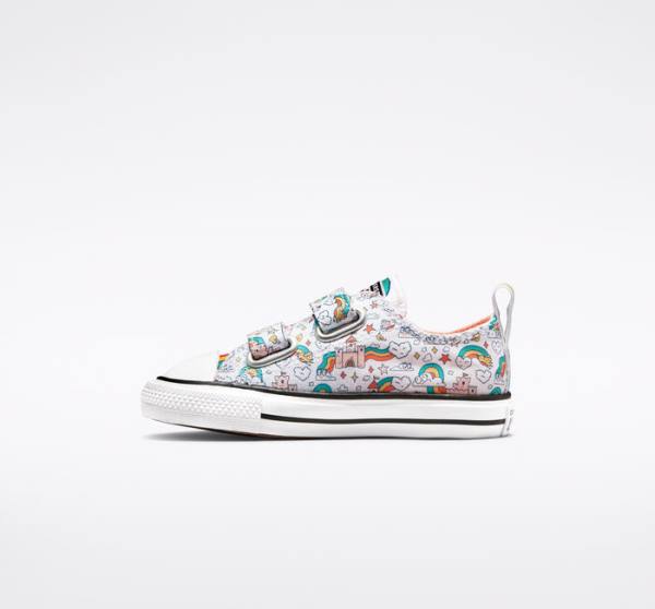 Converse Chuck Taylor All Star Easy-On Rainbow Castles Low Tops Shoes White / Pink / Turquoise | CV-230BGP