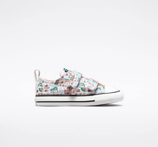 Converse Chuck Taylor All Star Easy-On Rainbow Castles Low Tops Shoes White / Pink / Turquoise | CV-230BGP