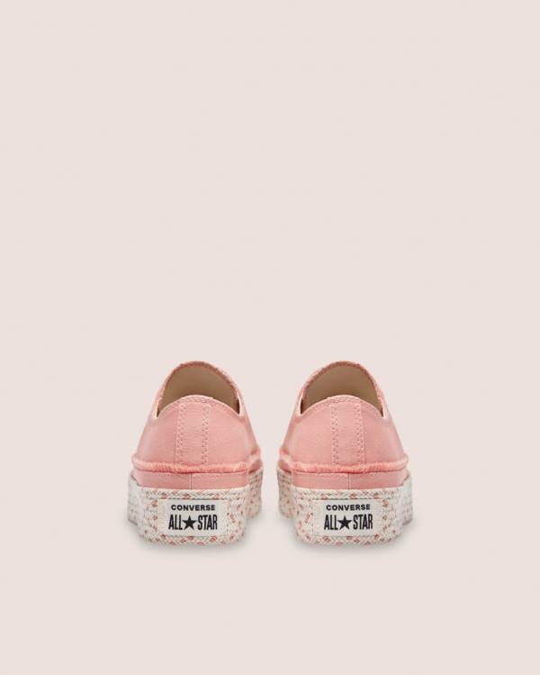 Converse Chuck Taylor All Star Espadrille Platform Low Tops Shoes Pink | CV-520RBF