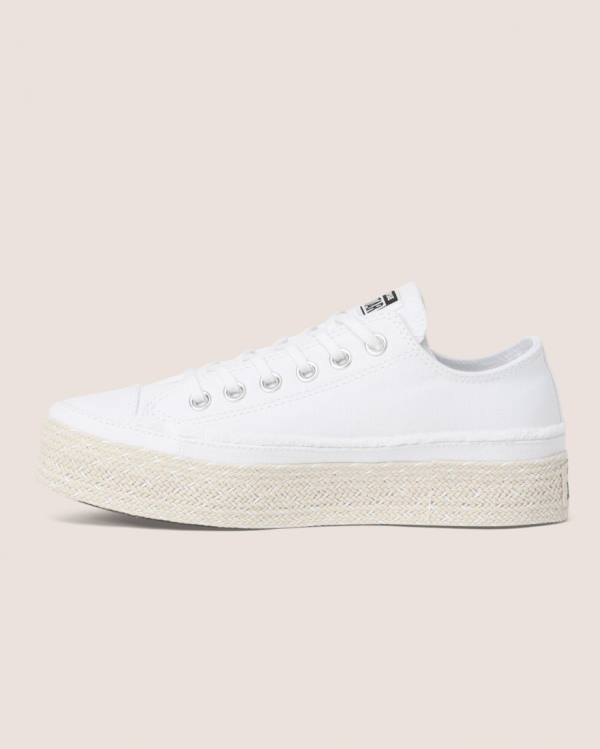 Converse Chuck Taylor All Star Espadrille Platform Low Tops Shoes White | CV-720CSQ